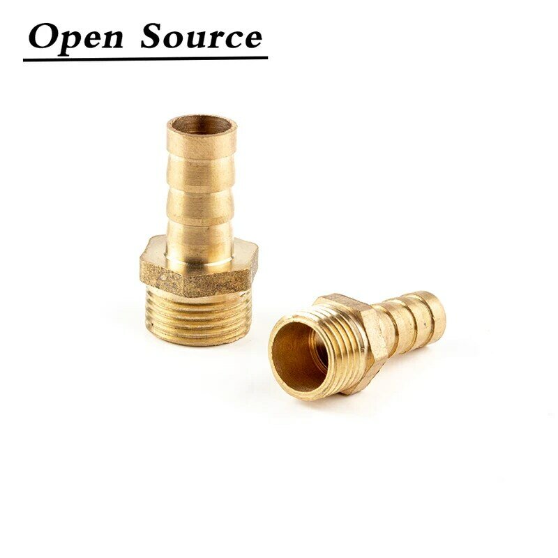 Mangueira Barb Cauda Brass Pipe Fitting, Pagoda Connector, BSP Macho Connector, Joint Copper Coupler Adapter, 4 ~ 25mm, 1/8 ", 1/4", 3/8 ", 1"