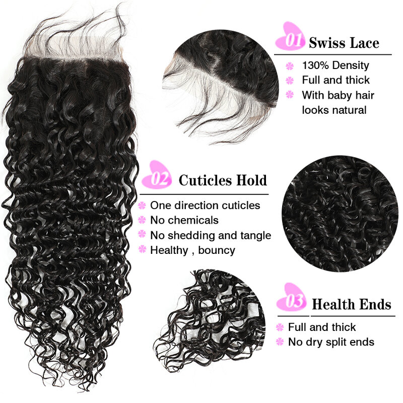 36 38 40 Inch Deep Wave Bundles With Closure 6x6 Lace Closure And Bundles Brazilian Human Hair Bundles With Closure Remy Hair