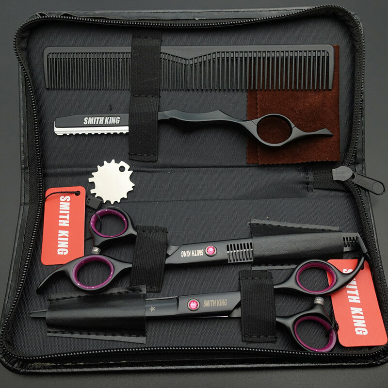 Profissional cabeleireiro tesoura, corte do fio do laser, diluição barbeiro tesouras set, Kits barbeiro, pente, lâmina, 5.5 ", 6", 7"