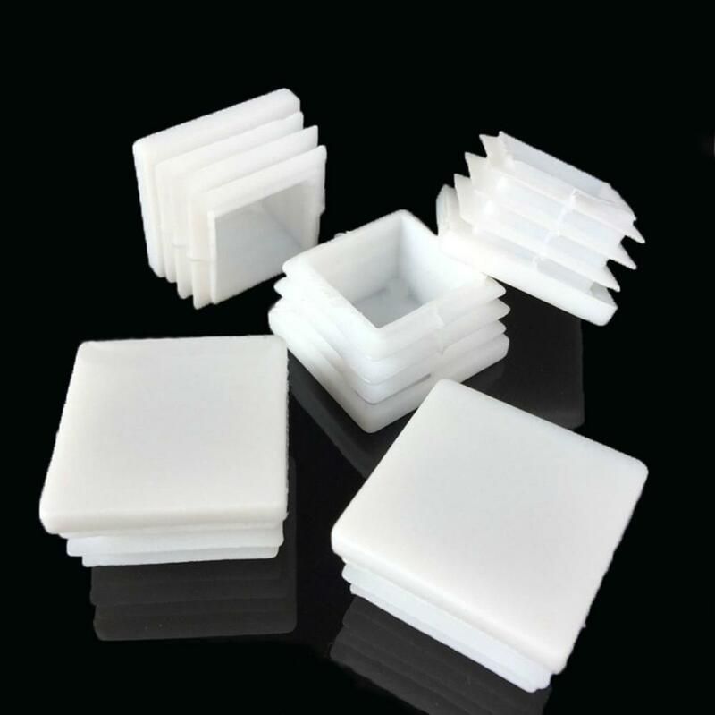 Tapones Rectangulares de plástico blanco, insertos de tubo, tapón de acero, 2/10 piezas