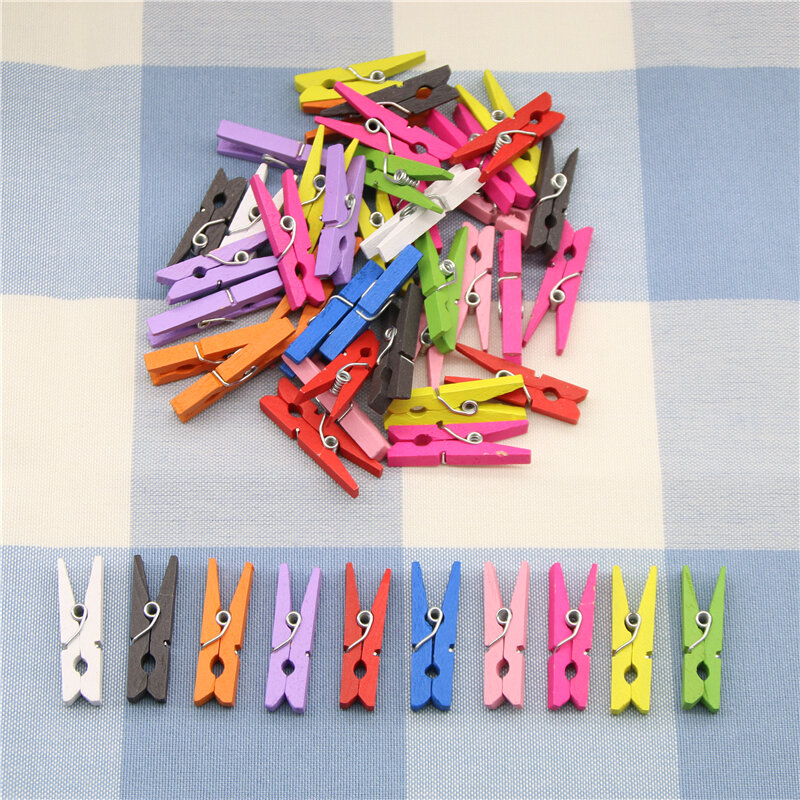 10 pezzi casuali Mini clip di legno a molla colorate vestiti foto molletta di carta molletta clip artigianali decorazione del partito