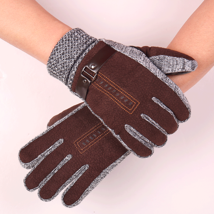 2020 New Fashion Men's Winter Plus Velvet Leather Gloves Warm Pigskin Windproof Cold and Non-Slip Riding Gloves