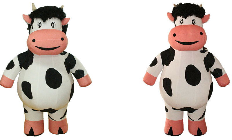 1.9m halloween inflável leite vaca mascote traje terno cosplay festa jogo publicidade onesies para adultos papai noel vestido novo