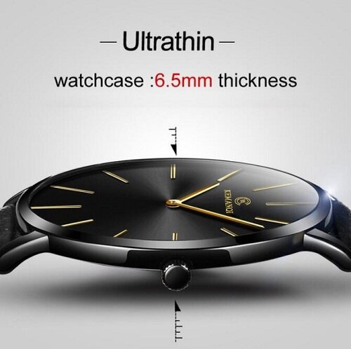 KEMANQI montre Ultra-fine pour hommes, 6.5mm, élégante, à Quartz, simples, Business, romain, horloge