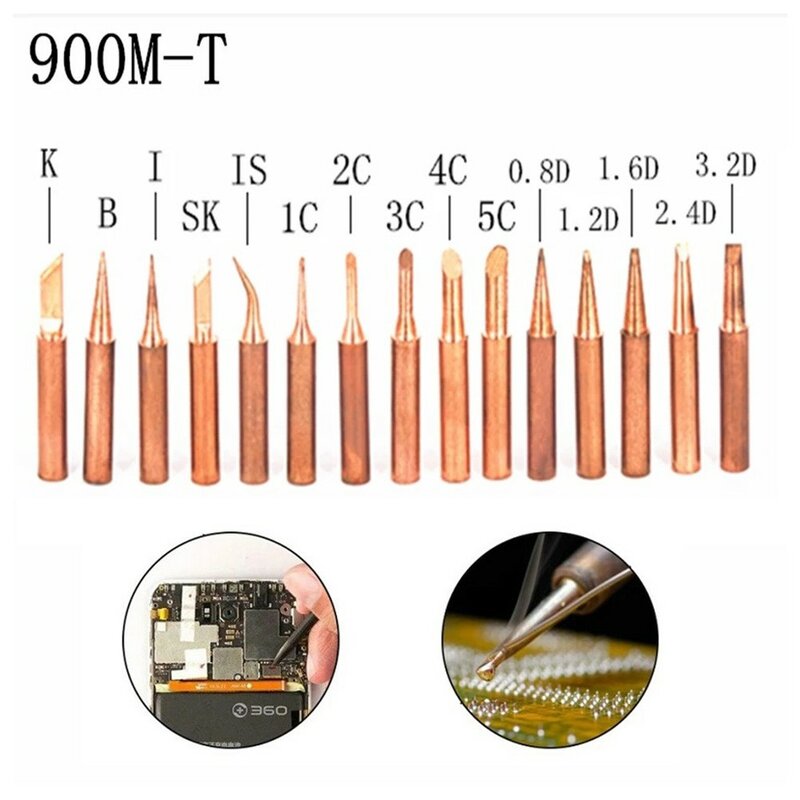 Puntas de soldador de cobre puro 900M-T, puntas de soldadura sin plomo, 933.907.951, 900M-T-IS, 900m-t-1. 6d, 900M-T-4C, 5 unidades