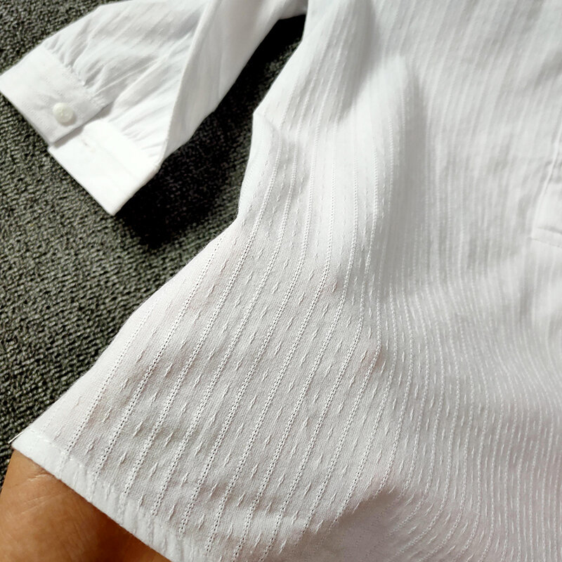 InstaHot Half Sleeve Elegant Shirt White Pink Button Vintage Blouse Stand Collar Ladies Cotton Shirt Female Casual S-3XL