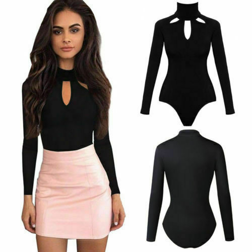 Elegant Turtleneck Knitted Bodysuit Women Black Long Sleeve Rompers Women One Pieces Bodysuits For Women Autumn Casual Clothing