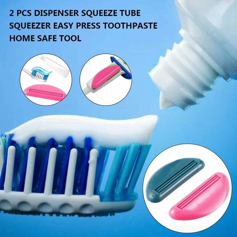 2ชิ้นที่บีบยาสีฟันคลิปบีบแขวนผนังเครื่องจ่ายยาสีฟันประหยัดสบู่ล้างหน้าคลิปติดของใช้ในห้องน้ำ