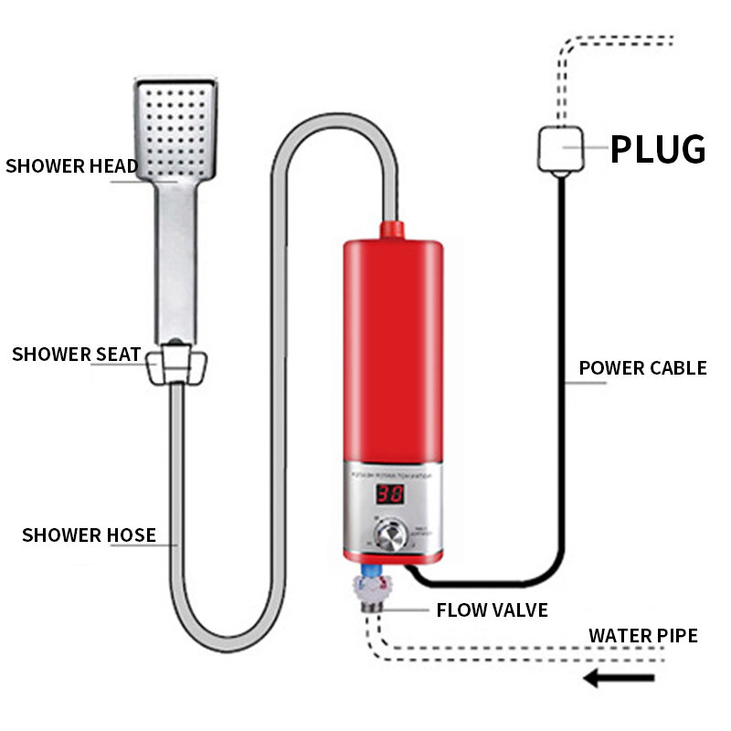 5500w mini cozinha aquecedor de água instantânea digital termostática elétrica aquecedor de água cozinha banheiro