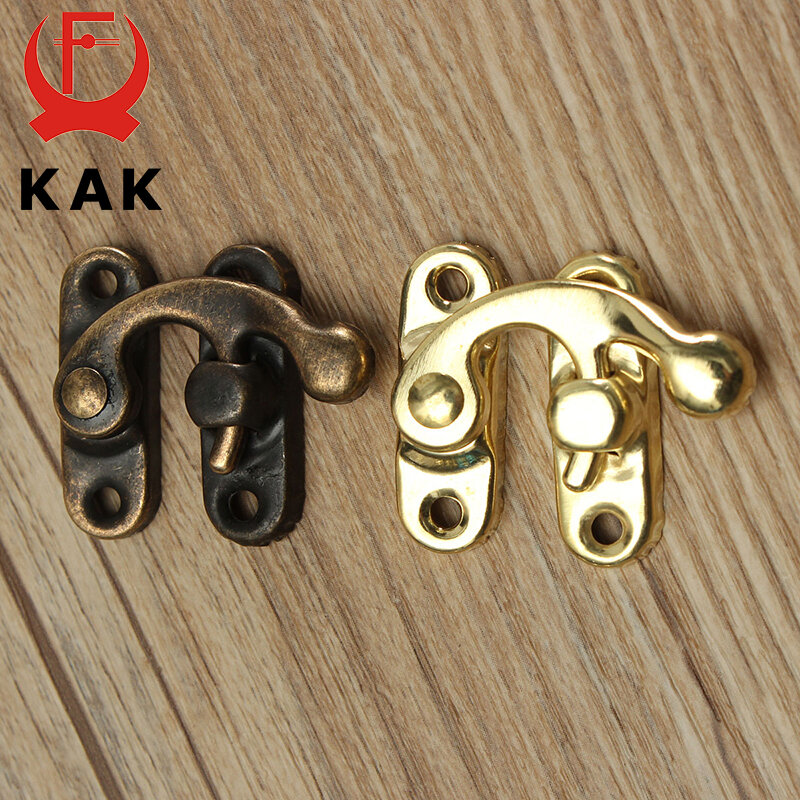 KAK-candado de hierro de Bronce Antiguo, 12 piezas, 34x28mm, gancho de cierre para Mini joyería, caja de madera con tornillos, herrajes para muebles