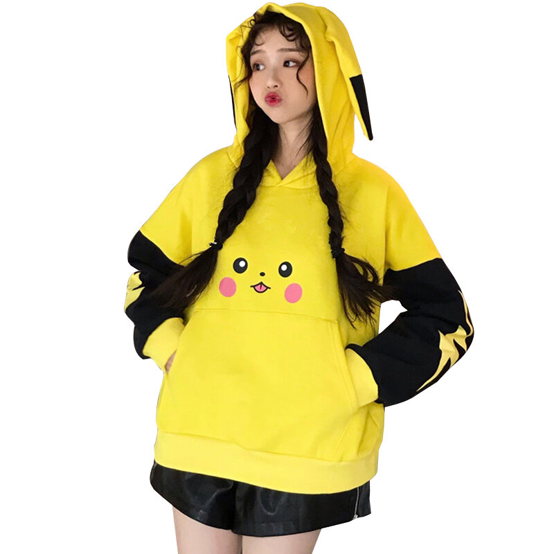 Sudadera Coreana Lindo Pikachu Con Capucha De La Primavera M 