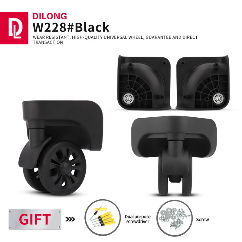 Dilong w228 rodas de bagagem trole caso universal substituição rodízio de borracha reparação de alta qualidade acessórios personalização roda