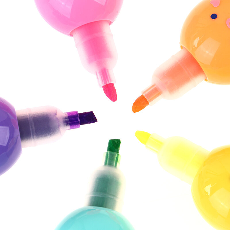 5 Colors Octopus Fluorescent Marker Pen Set Highlighter Pens Painting Highlight Mark Cute Stationery School Supplies.