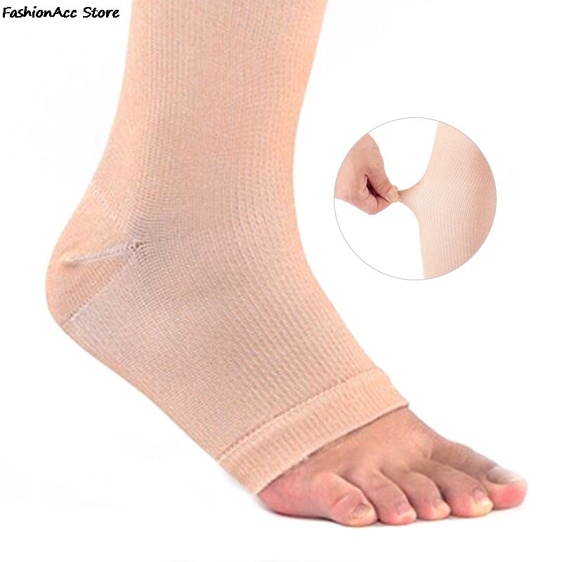 Z wystającym palcem kolano-wysokie medyczne żylaki pończochy Wrap kształtowanie dla kobiet mężczyzn 18-21mm