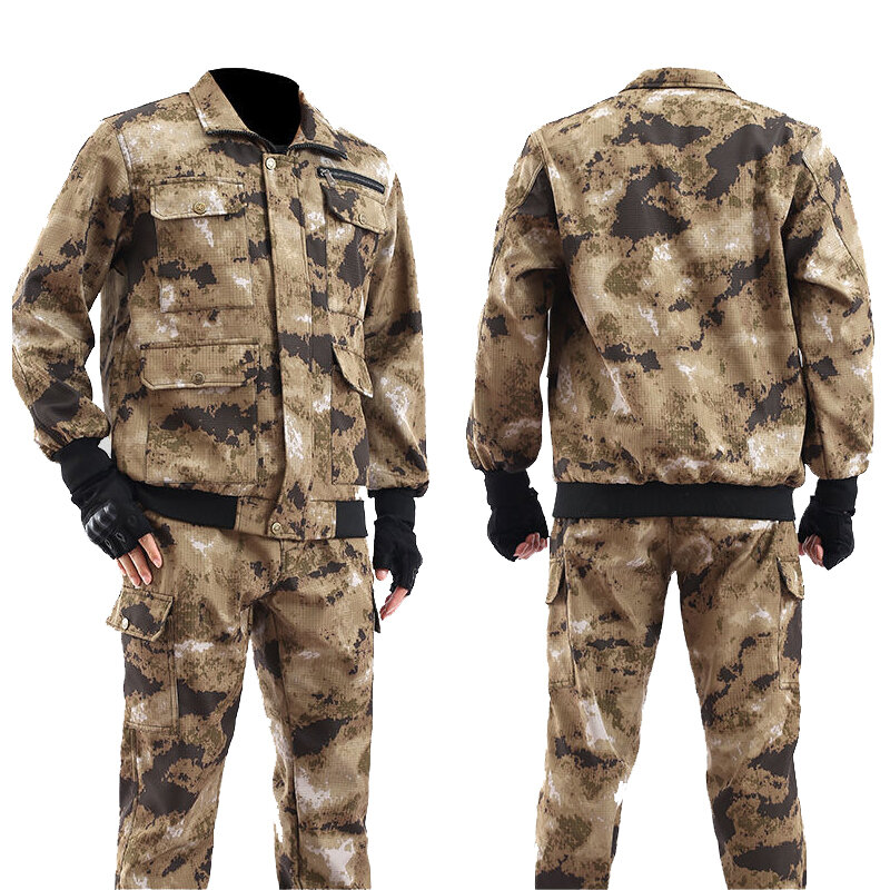 Men's Workwear Suit Autumn And Winter Plus Velvet Auto Repair Wear-resistant Outdoor Camouflage Protective Clothing