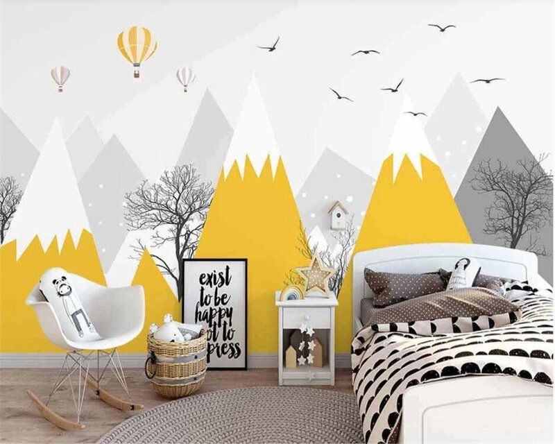 Beibehang пользовательский скандинавский ручная роспись геометрические горы пик воздушный шар фон для детской комнаты бумажные обои