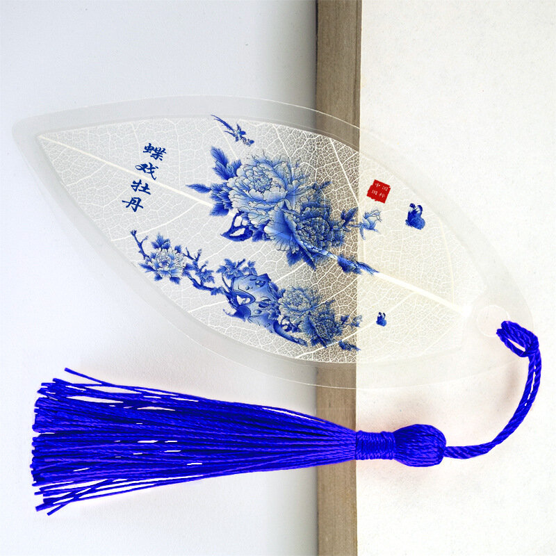 Estilo chinês folha de borla veia bookmarks adequado para escritório escola estudante presentes papelaria flor e pássaro marcadores