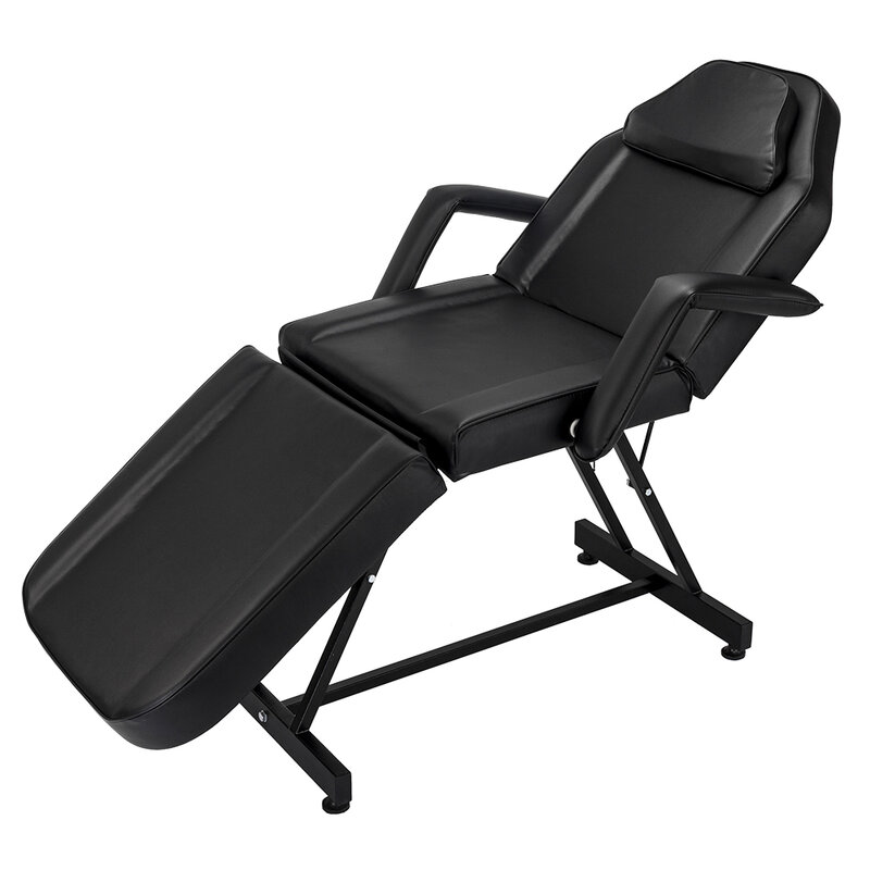 Cama de beleza ajustável 72 ", salão de beleza, spa, massagem, cadeira de tatuagem com banco preto