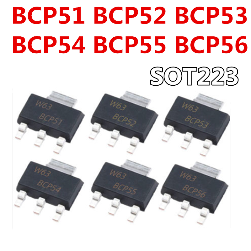 10 pçs/lote BCP51 BCP52 BCP53 BCP54 BCP55 BCP56 SOT223 BCP5616TA BCP5616 transistor de potência