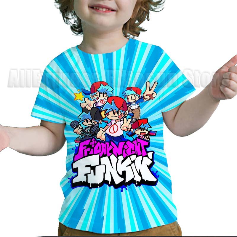 子供のための夏の3DプリントTシャツ,ファッショナブルなデイナイトの漫画の服