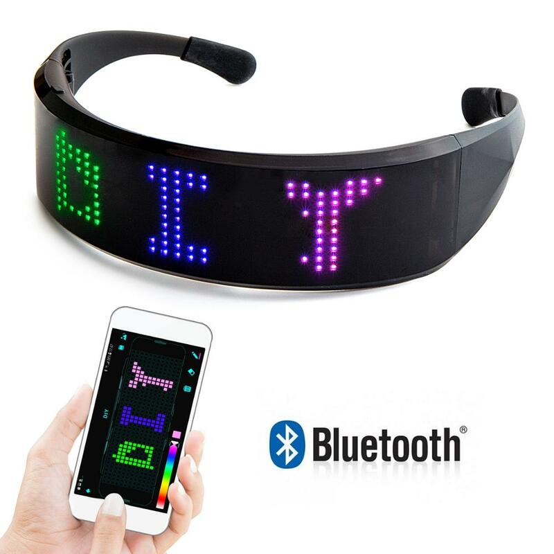 Display a LED Bluetooth occhiali animazione di testo programmabile ricarica USB DJ festa di compleanno compleanno giocattoli per bambini regali di novità