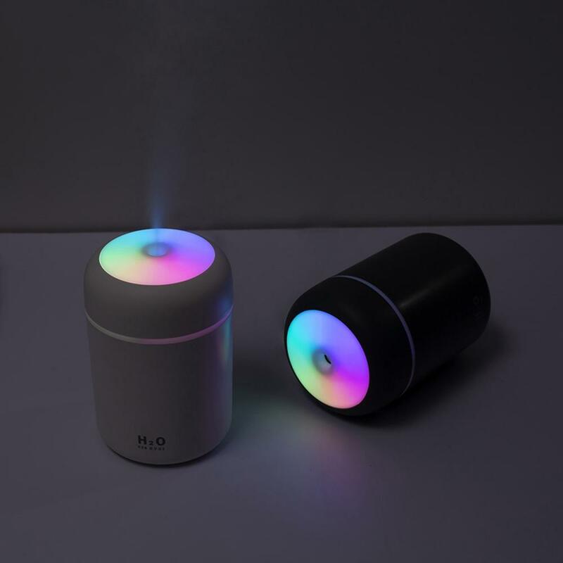 Humidificador de aire de 300ml, difusor de aceites esenciales ultrasónico con USB, humidificador de luz suave romántico, Mini purificador de niebla