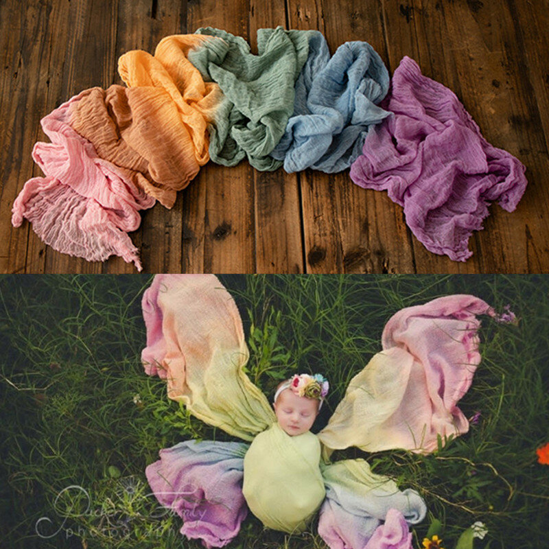 Involucro di garza arcobaleno per oggetti di scena per fotografia neonato, coperta di garza di cotone 100% puntello per foto per bambini