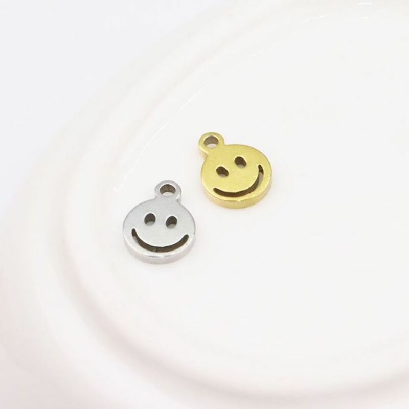 10 szt. 8mm ze stali nierdzewnej wysokiej jakości uśmiech zawieszki naszyjnik DIY kolczyki bransoletki niezanikające bezbarwne 2 kolory