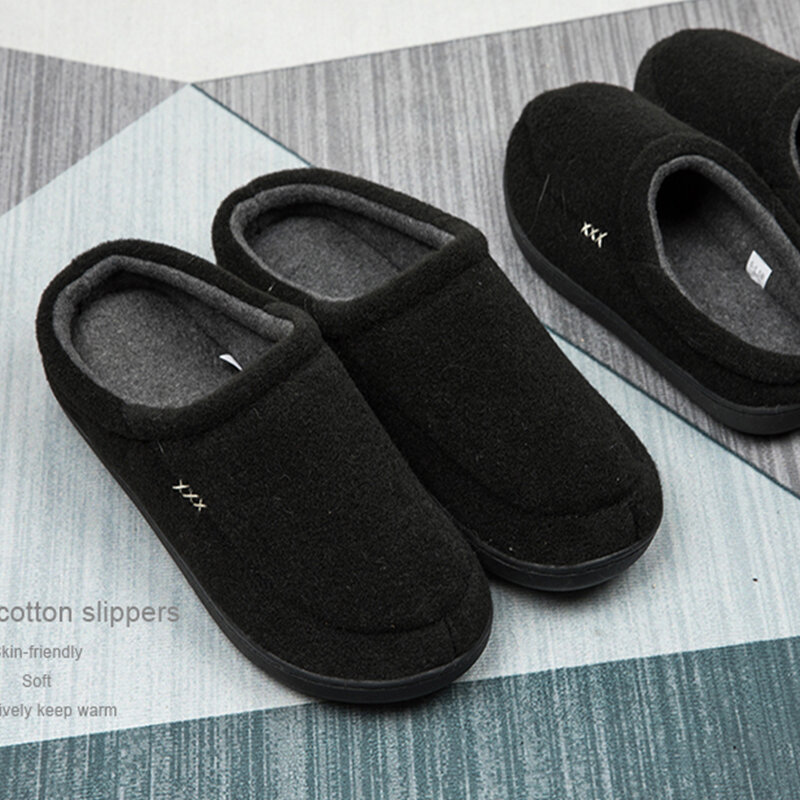 Sandal Hangat Musim Dingin Sandal Lembut Rumah Pria untuk Pria Sepatu Dalam Ruangan Beludru Lembut Sandal Katun Suede Slide Kamar Mandi Ukuran Besar 50