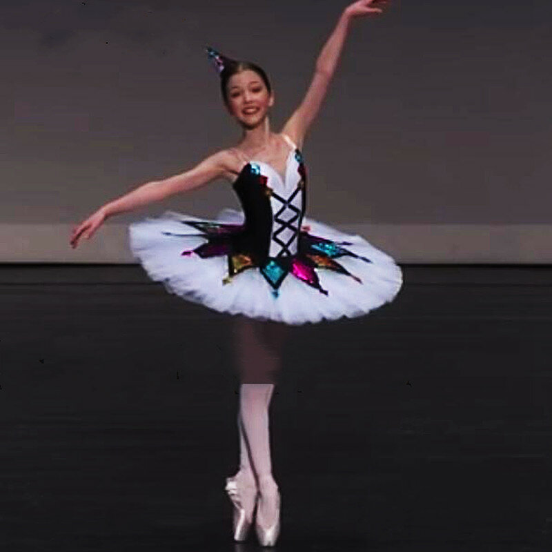 Ballet Tutu Multicolor Profissional para Crianças, Trajes Panqueca Clássica, Vestido Bailarina para Meninas, Adulo Harlequinade