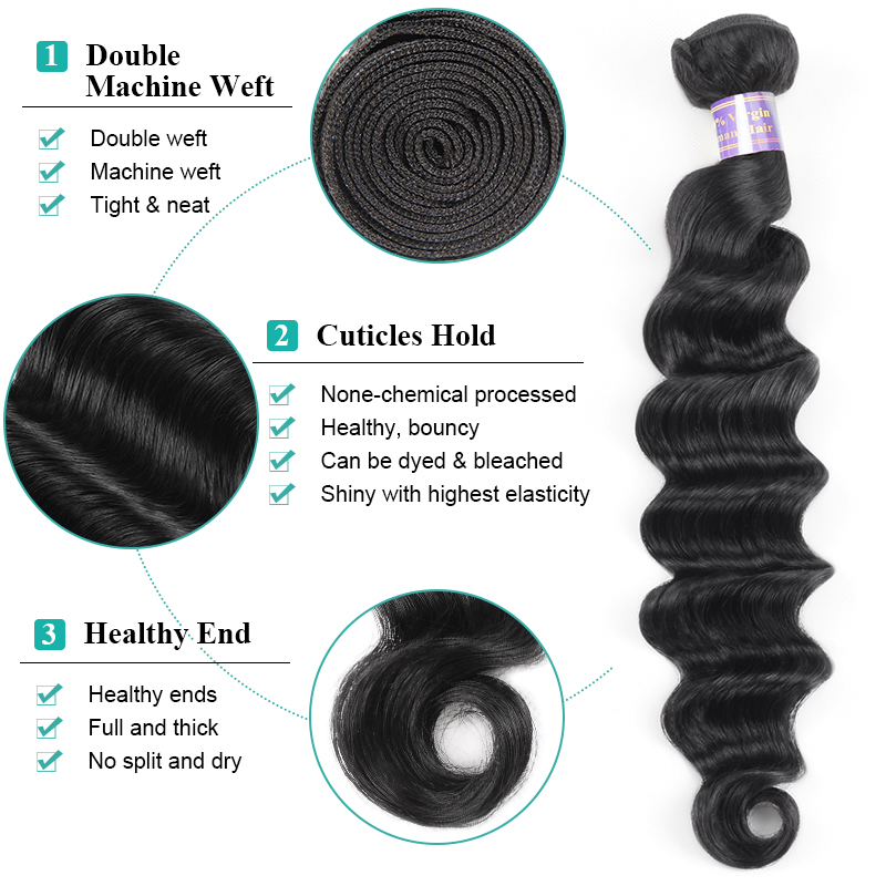 Loose Deep Wave Bundles 30 Inch Human Hair Bundles Brazilian Remy Hair Weave Weft 1/3/4 PCS Human Hair Extensions Natural Black