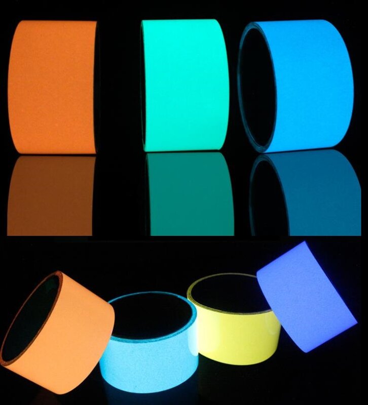 2cmx10m Multicolor Night Luminous PET Sicker Self-luminous Tape Light Storage Fuorescent Glowing Reflective Material