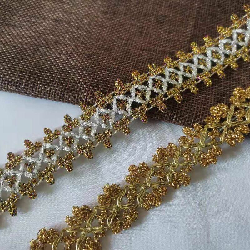 1Yards Gold Lace Fabric Applique Curtain Lace Trim 2.9cm Ribbon Guipure Laces Collar Sewing Trimmings For Clothing dentelle LT32