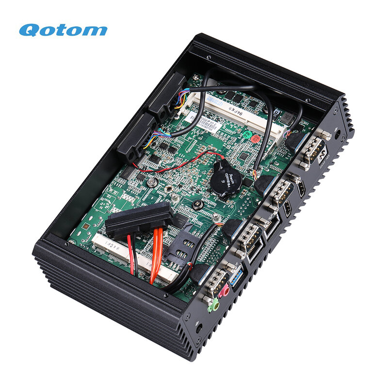 Qotom-Mini ordenador de escritorio Core i3, 2 puertos tipo HD, LAN, 2 Gigabit, Sin ventilador, 24/7 POS, compacto, X86
