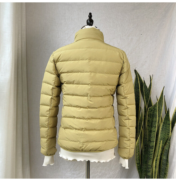 Seamless Winter Puffer Jackets for Women Warm White Duck Feather Parka Coats Female Light Weight Portable Windproof Outerwear