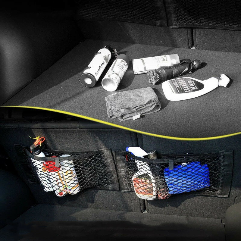 รถด้านหลังตาข่าย Trunk ที่นั่งกรง Auto ที่นั่งกลับกระเป๋า String สติกเกอร์เมจิกสุทธิ Universal กระเป๋าคู่มือ