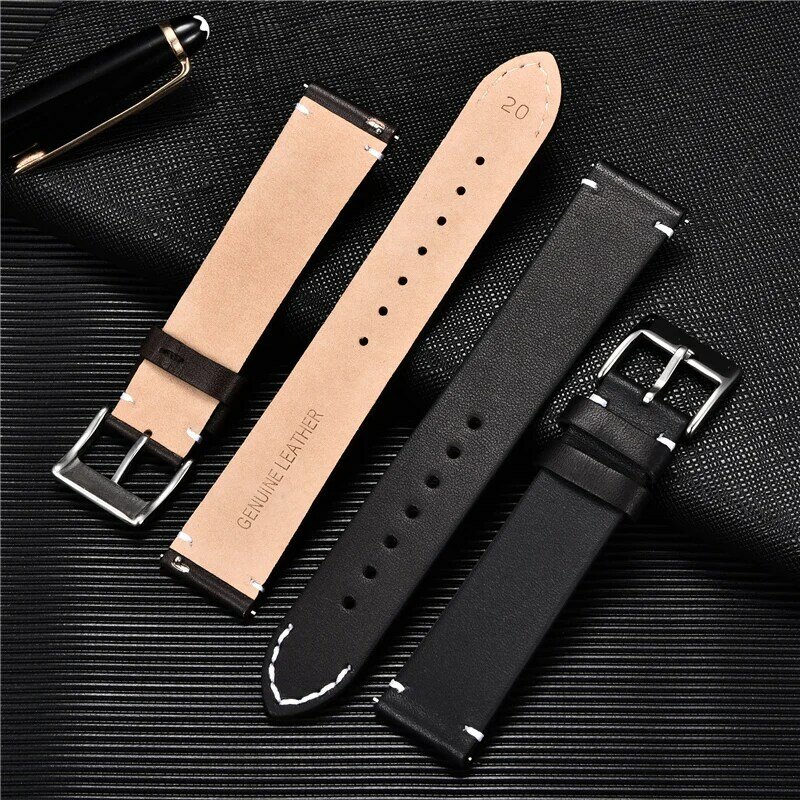 Quick Release Leather Watchbands 18mm 20mm 22mm 24mm Casual Belt Smart Watch Strap Soft Matte Bracelet Wrist Watch Band
