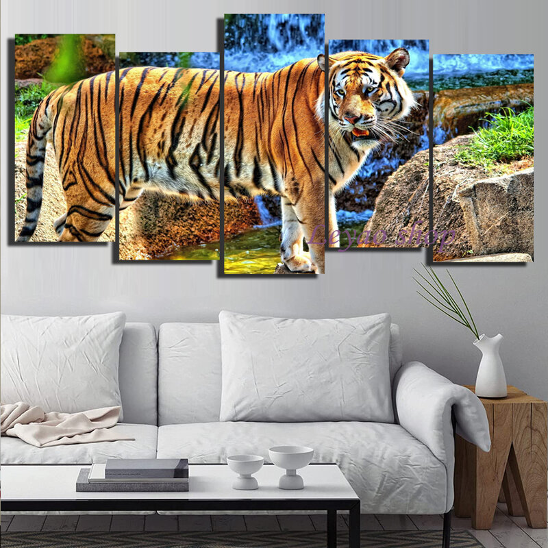 5D DIY Diamond Painting Big Cat Animal Full Square/Round Diamond Embroidery Tiger Home Decoration Gift Kits 5 Pcs/set