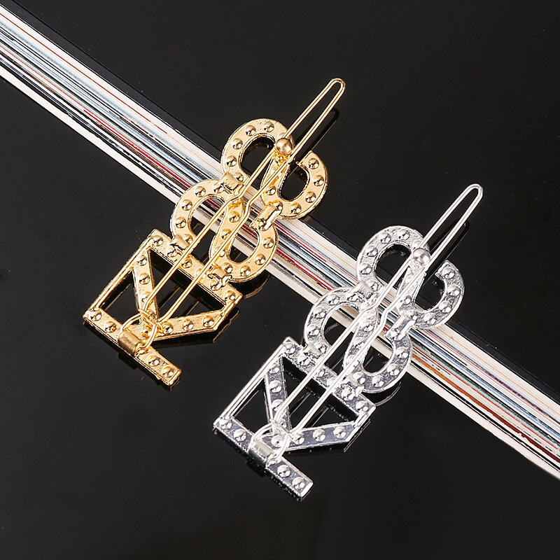2019 Hot Fashion Letter Word Crystal Shiny Rhinestone Women Hairpins  Letters Hair Clips Girl Barrettes Hair Styling Accessories