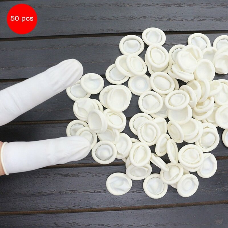 50 buah 100 buah/set sarung tangan ekstensi alis riasan sekali pakai desain praktis sarung jari anti-statis lateks alami