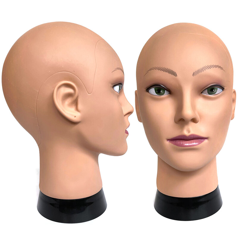 Nuovo supporto per testa di manichino calvo femminile pratica di cosmetologia testa di manichino di addestramento africano per la realizzazione di parrucche per acconciature