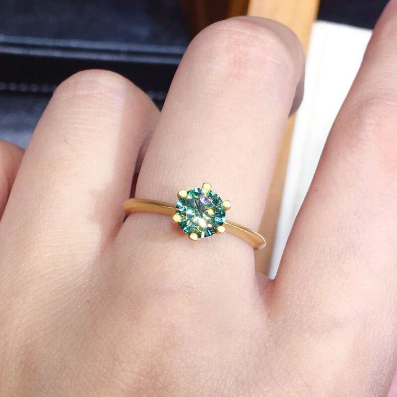 Classic Round Blue Green CZ Zircon Rings for Women Engagement Wedding Ring Bridal Jewelry Fashion Accessories Lover&#39;s Ring
