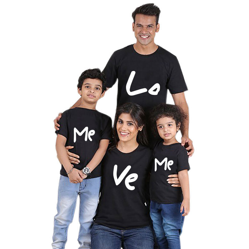 T-shirt à Manches Courtes avec Lettres Imprimées pour la Famille, Vêtement Assressentipour Mère, Père, Fille, Fils, Enfant et Bébé