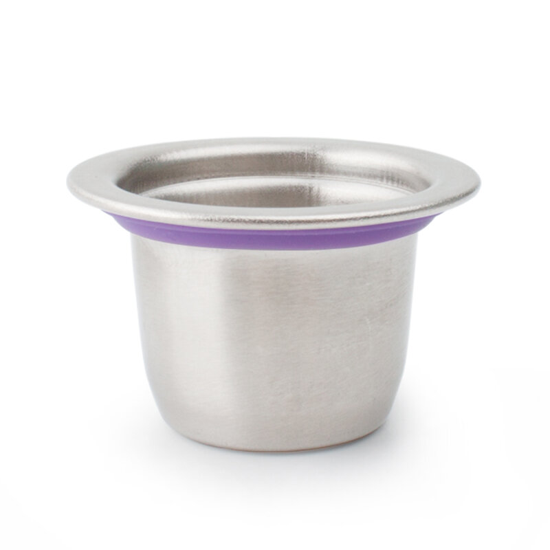 Cápsula de acero inoxidable apta para cafetera nespresso, taza rellenable y reutilizable, anillo púrpura