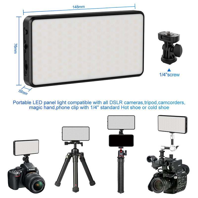 Vijim-デジタル一眼レフカメラ用の調整可能なledライト,ビデオ用rgbライト2500k-9000k,スマートフォン,vlog,写真用