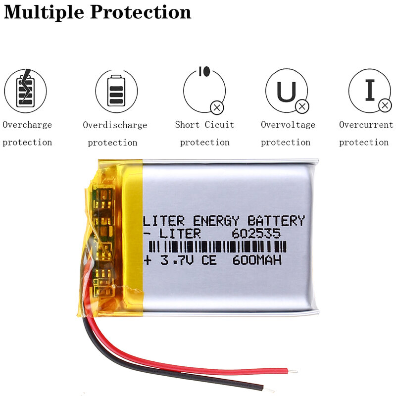 Polymer lithium battery 602535 3.7V 600MAH can be customized wholesale CE FCC ROHS MSDS quality certification