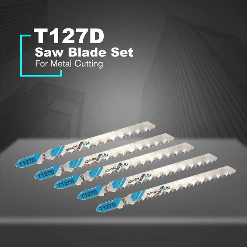 5ชิ้น/เซ็ต T127D ใบเลื่อยเลื่อย Jig Saw Blade ชุดลูกสูบ Curve Saw ใบมีดสำหรับโลหะเลื่อยตัดเครื่องมือ