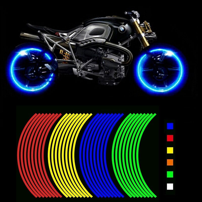 قوية لزجة 16 شرائط عاكسة موتوكروس الدراجة موتور ملصقا ل 14 "18" دراجة نارية السيارات عجلة حافة موتو سيارة التصميم