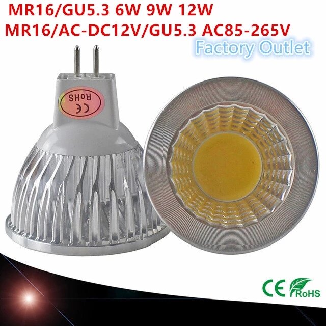 10PCSNew High Power Lampada Led MR16 GU 5,3 COB 6w 9w 12w Dimmbare Cob Scheinwerfer Warme kühlen Weiß MR 16 12V Birne Lampe GU 5,3 220V