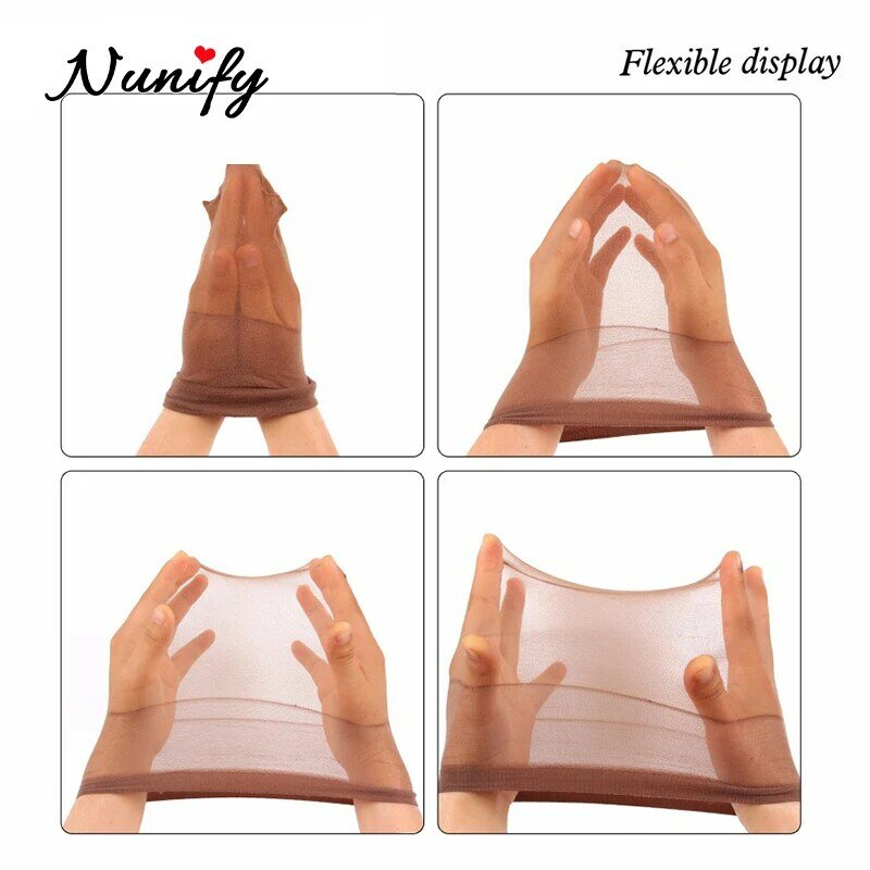 Nunify Wig Cap Invisible Stocking Wig Caps Black Beige Skin Color Hair Net Breathable Wave Cap Wig Accessories 2Pcs/Lot